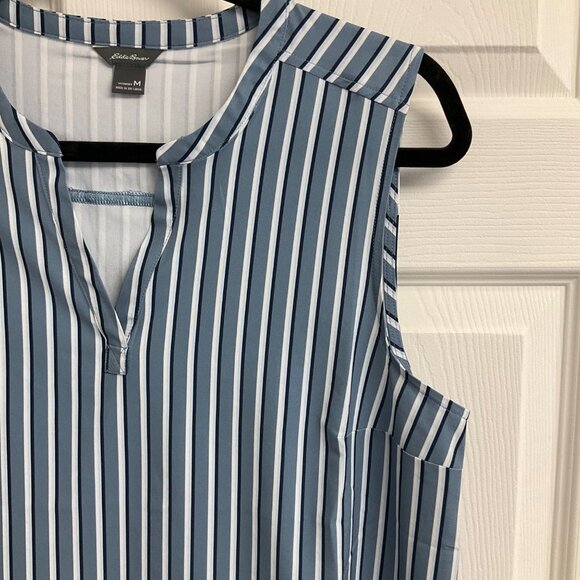 NWOT Eddie Bauer Sleeveless Striped Women's Medium Lightweight Pullover Blouse - Picture 3 of 8